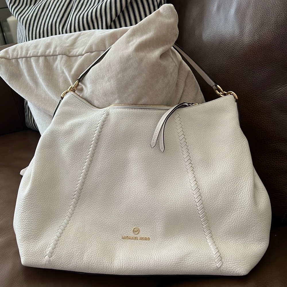 Michael Kors White Leather Tote Bag